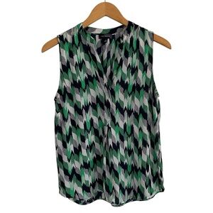 The Limited Green Blue White Graphic Sleeveless Blouse